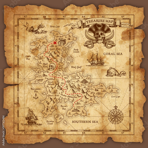 Free Download Treasure Map Vector Dashes