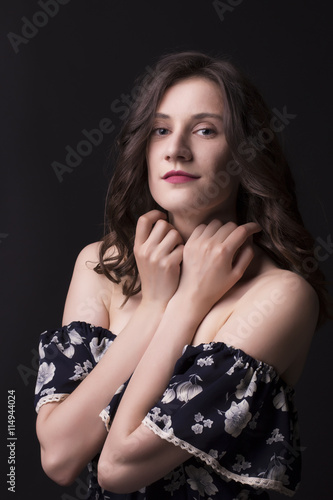 Beautiful Woman With Naked Shoulders Stock Photo And Royalty Free