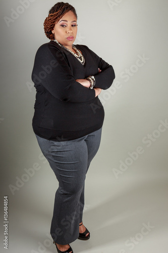 Mature Plus Size African American Woman With Natural Locks Posing In