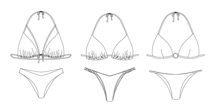 Bikini Vector Swimsuit Vector Fashion Flat Sketch For Adobe Off