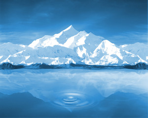 Fototapeta na wymiar góry i jeziora w niebieskim nastroju