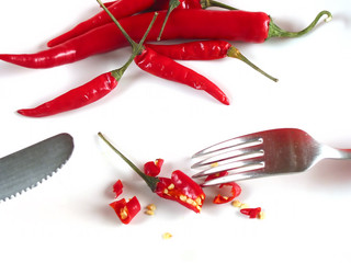 Fototapeta na wymiar slice the chilis (serie)