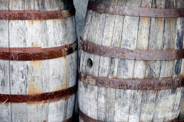 wooden barrels (two)