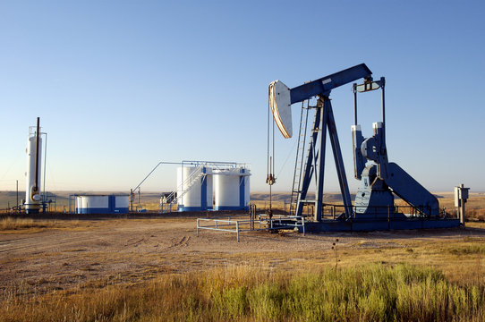 oil well and storage tanks