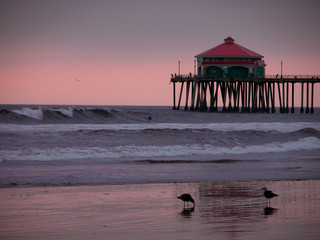 huntington beach pier, califoria at sunset