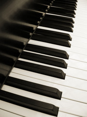 piano keyboard in sepia