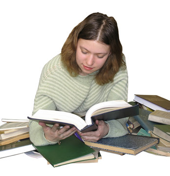 student girl reading the book