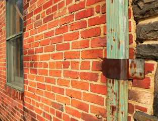 red brick wall, window and