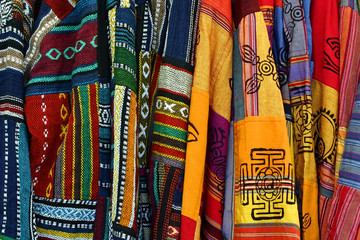 multicolored mexican embroidered ponchos