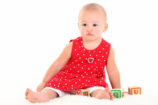beautiful baby girl with stork bite on upper lip