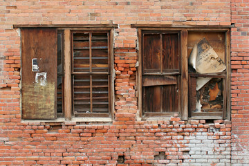 brick wall and windows