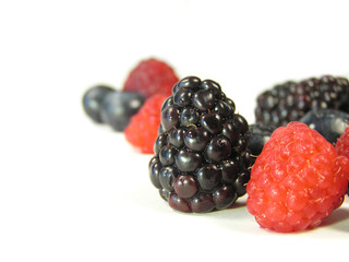 mixed berries on white