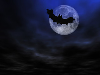 halloween background, flying bats - obrazy, fototapety, plakaty