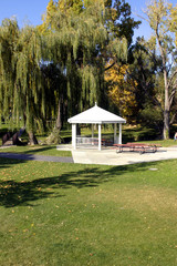 white gazebo in the park