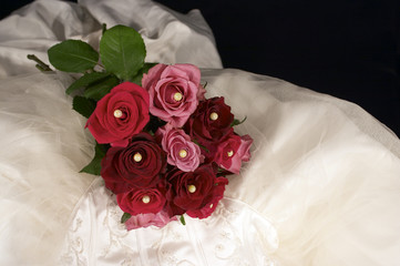 wedding dress & rose