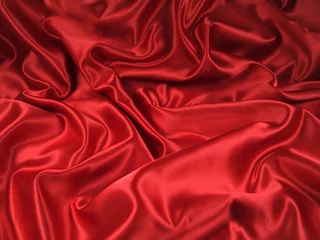 Deurstickers Stof rode satijnen stof [landschap]