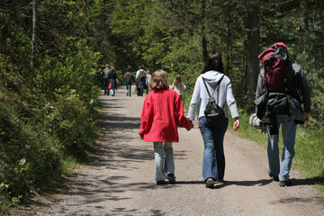 families walking