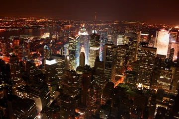 Wandaufkleber new york city (nyc) stadtübersicht manhatten nacht © Thomas Bedenk