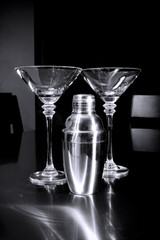 glasses and shaker