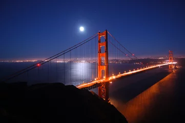 Stickers pour porte Pont du Golden Gate porte dorée la nuit