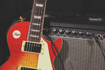 Fototapeta premium classic electric guitar and amplifier