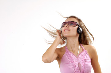 woman with headphones
