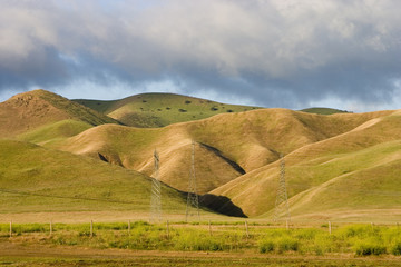morning hills & power towers