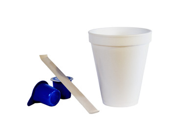 styrofoam coffee cup & creamer