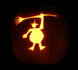 carving of  pumpkin witch