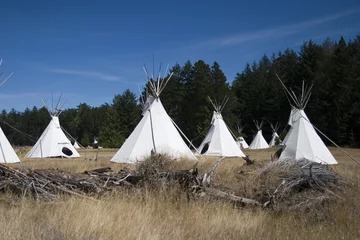 Peel and stick wall murals Indians teepee village