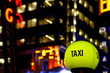 taxi in the night - new york city
