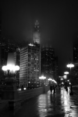 gloomy foggy chicago street