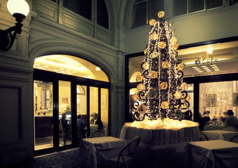 in cosy cafe before christmas