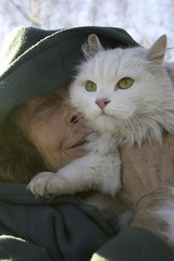 old woman and cat