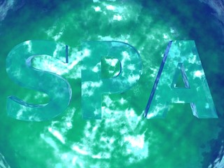 turquoise sparkling water with spa sign 1