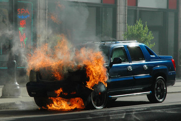burning car - suv