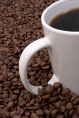 coffee beans and brewed