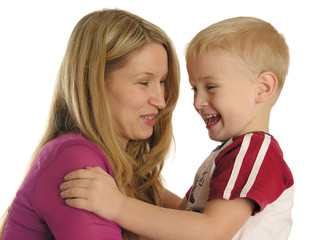 smiling mother with son