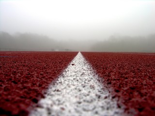 white line on red.