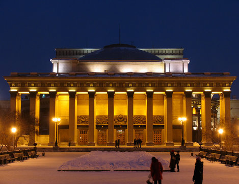 night view on theater building