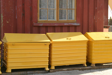 yellow bins