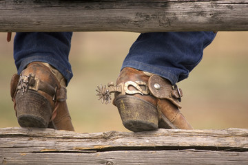 boots and spurs - obrazy, fototapety, plakaty