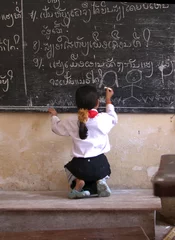 Deurstickers laos school girl © erikdegraaf