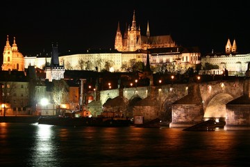 prague castle at night