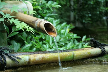 Tuinposter japanse bamboe fontein © Naomi Hasegawa