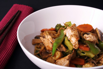 stir fry and chop sticks on napkin