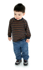 adorable toddler in long sleeve and jeans