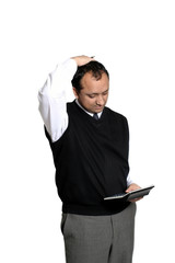 accountant pulling hair