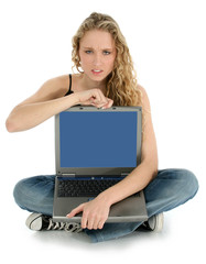 Naklejka premium angry with laptop