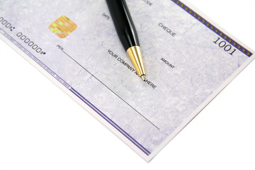 cheque and pen